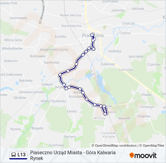 Автобус L13: карта маршрута