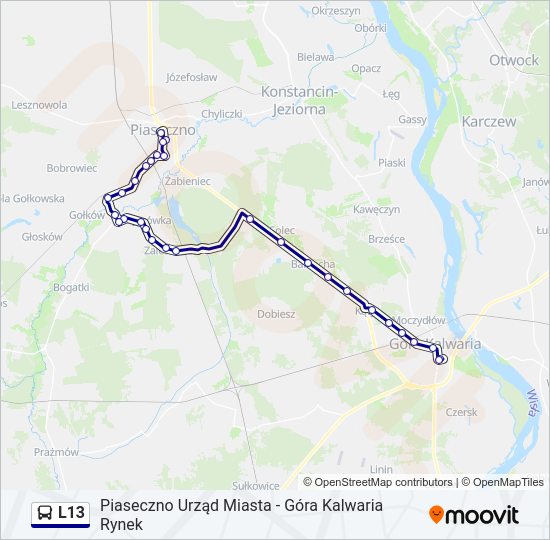 Автобус L13: карта маршрута