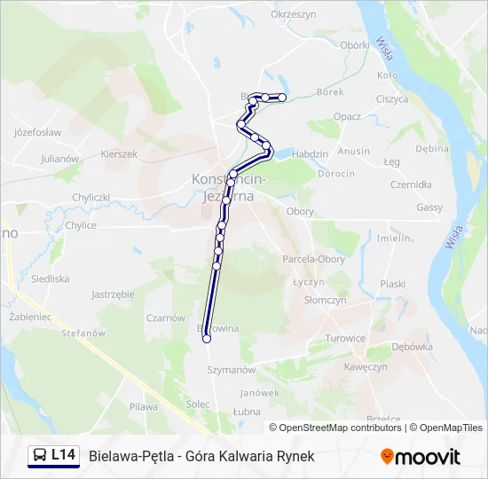 Автобус L14: карта маршрута