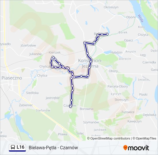 Автобус L16: карта маршрута