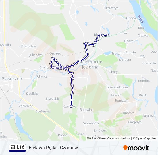 Автобус L16: карта маршрута