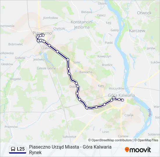 Автобус L25: карта маршрута