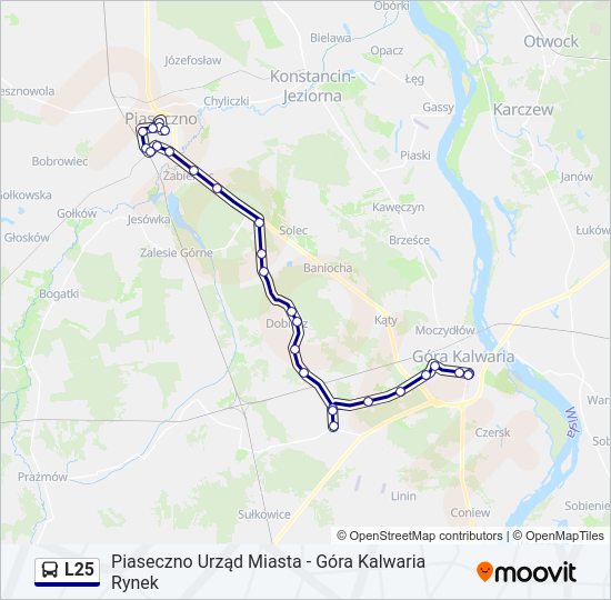 Автобус L25: карта маршрута