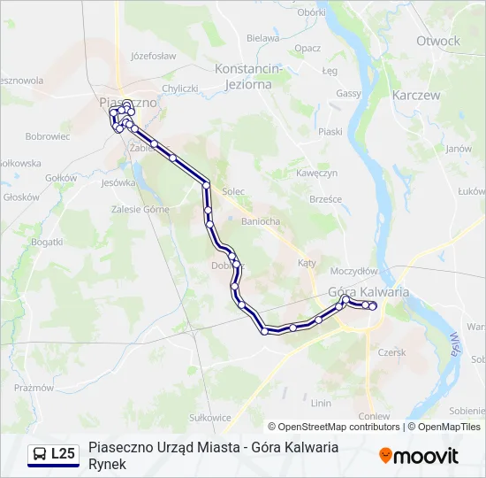 Автобус L25: карта маршрута