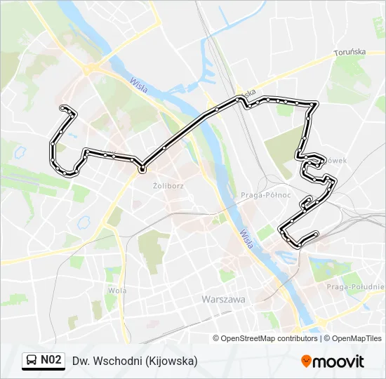 N02 Bus Line Map