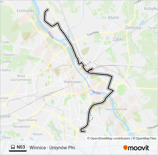 N03 Bus Line Map