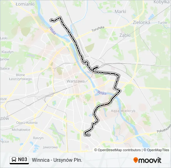 N03 Bus Line Map