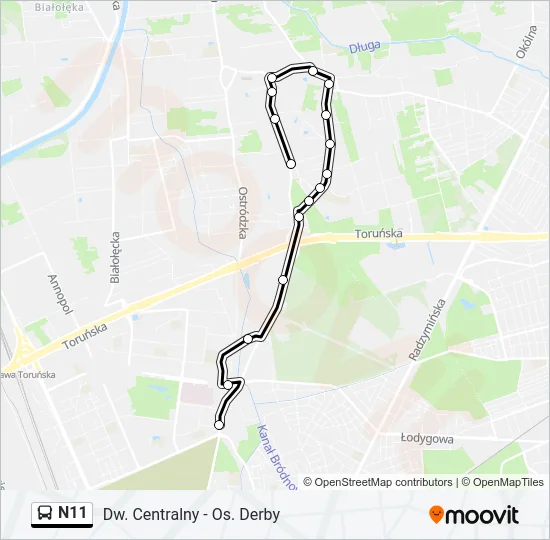N11 Bus Line Map
