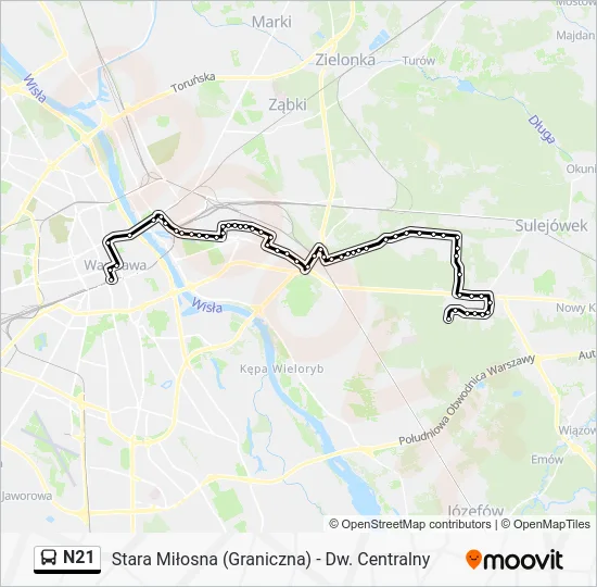 Автобус N21: карта маршрута