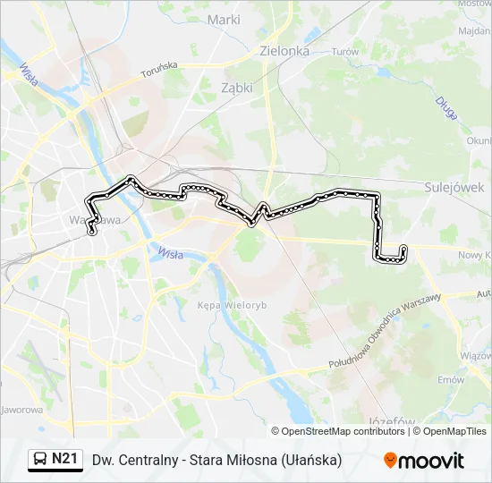 Автобус N21: карта маршрута