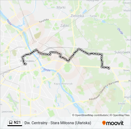 Автобус N21: карта маршрута
