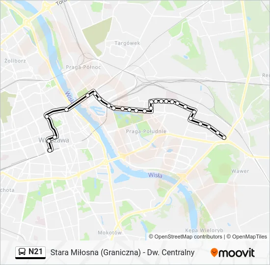 Автобус N21: карта маршрута