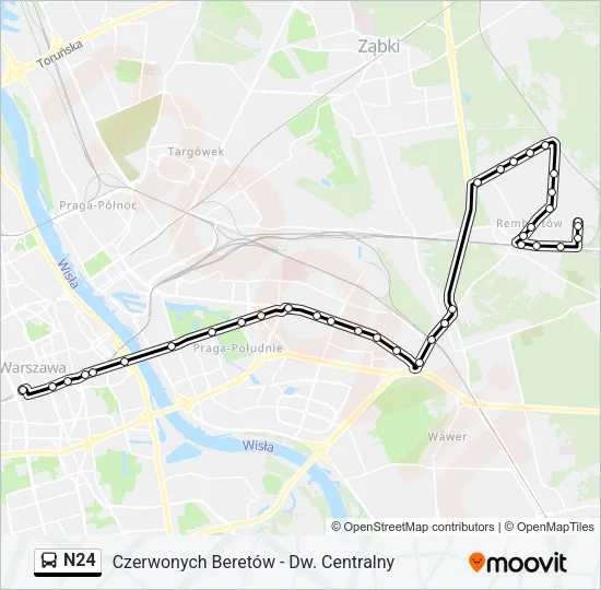Автобус N24: карта маршрута