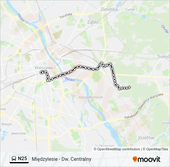 Автобус N25: карта маршрута