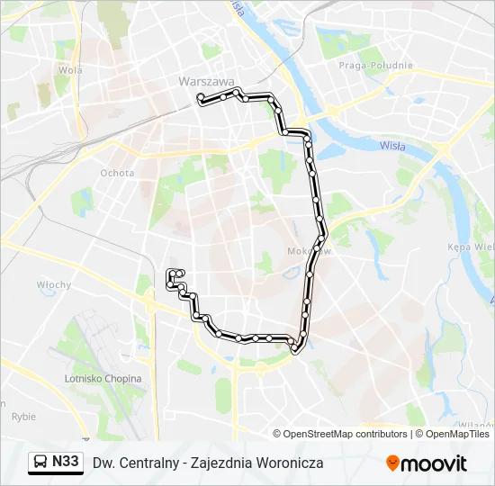 N33 Bus Line Map