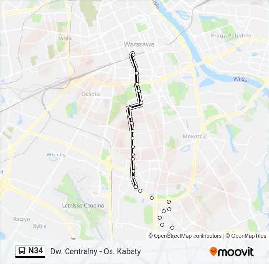 N34 Bus Line Map
