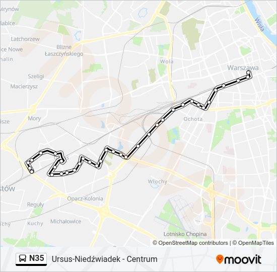 N35 bus Line Map