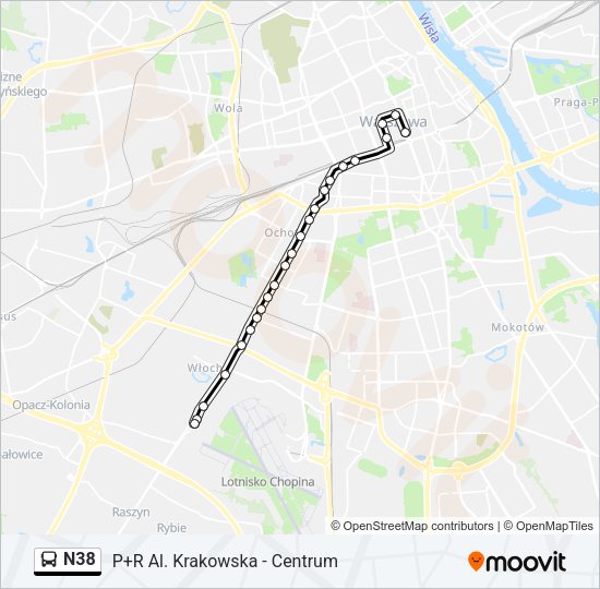 Автобус N38: карта маршрута