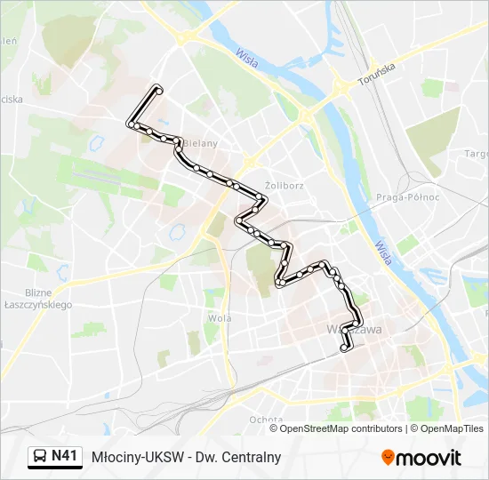 Автобус N41: карта маршрута