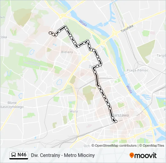 N46 Bus Line Map