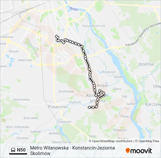 Автобус N50: карта маршрута