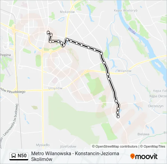N50 Bus Line Map