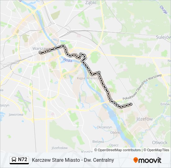 Автобус N72: карта маршрута
