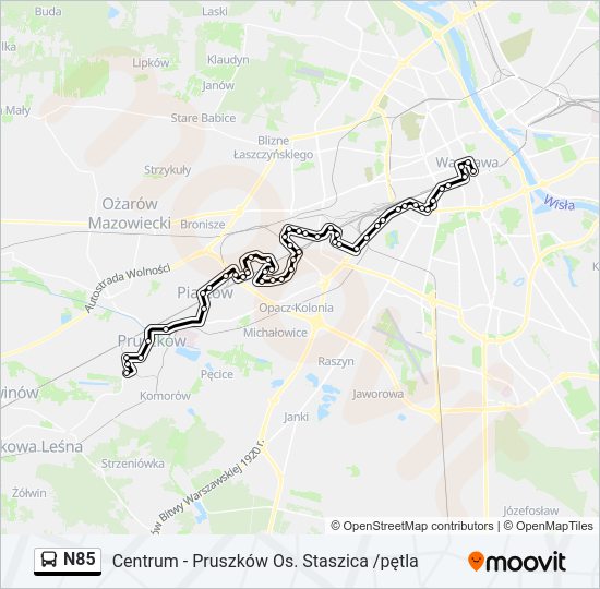 Автобус N85: карта маршрута