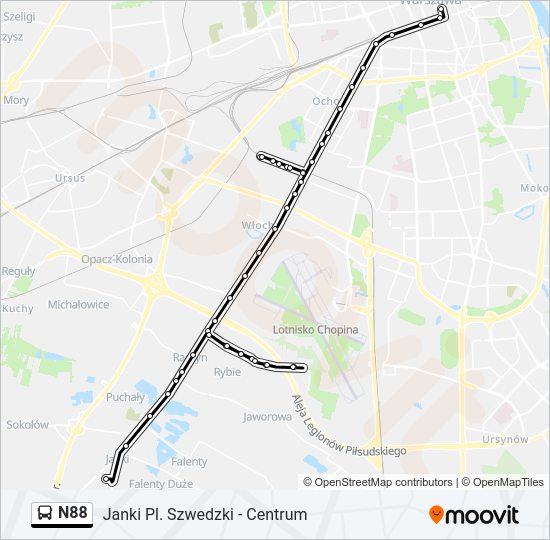 Автобус N88: карта маршрута