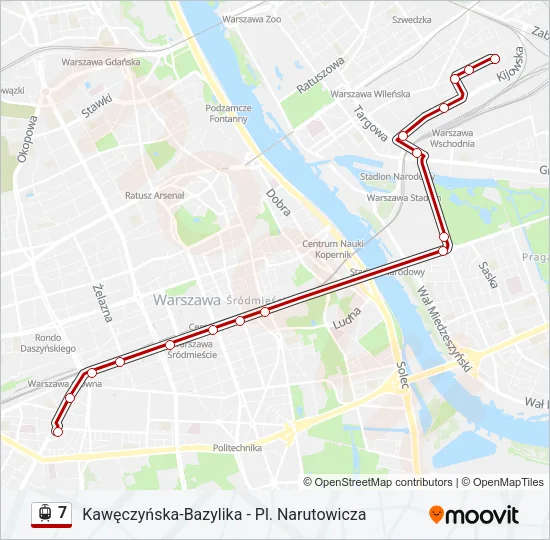 Трамвай 7: карта маршрута