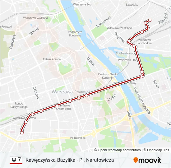 Трамвай 7: карта маршрута