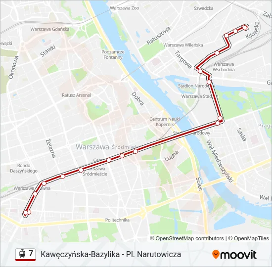 Трамвай 7: карта маршрута