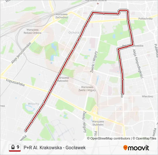 Трамвай 9: карта маршрута