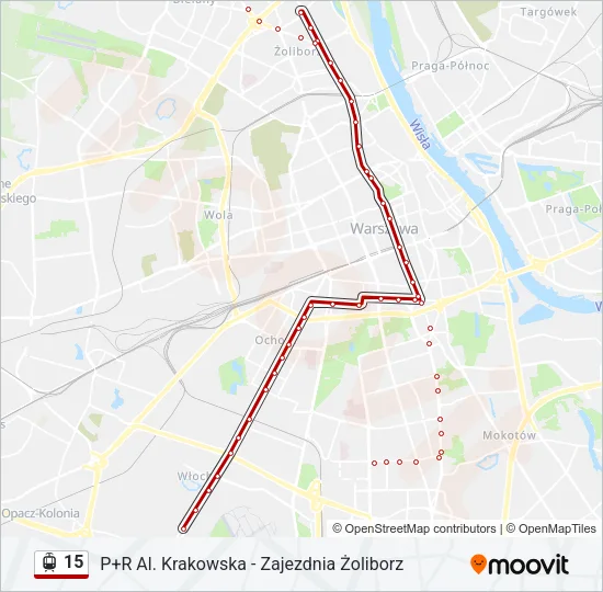 Трамвай 15: карта маршрута