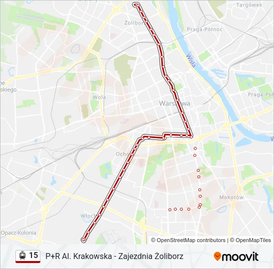 Трамвай 15: карта маршрута