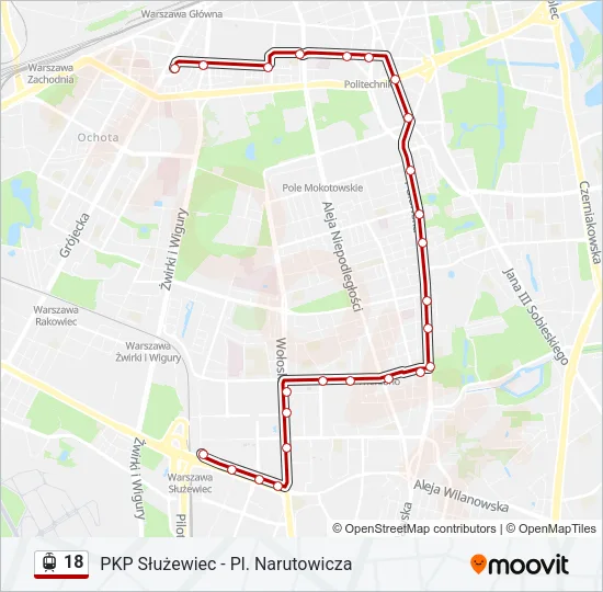 Трамвай 18: карта маршрута