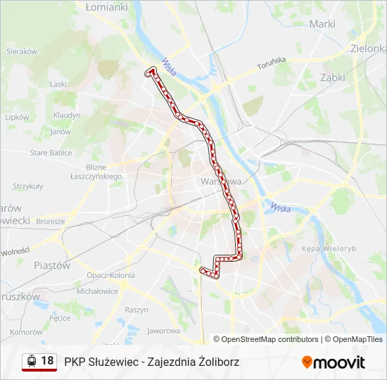 Трамвай 18: карта маршрута