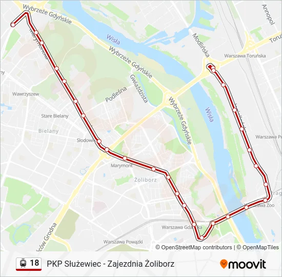 Трамвай 18: карта маршрута