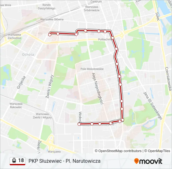 Трамвай 18: карта маршрута