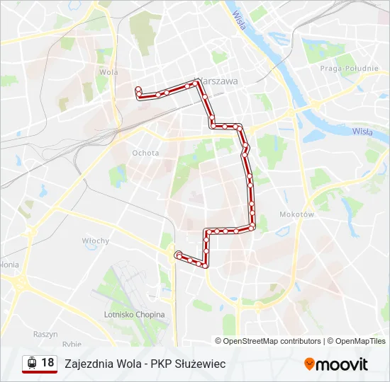 Трамвай 18: карта маршрута