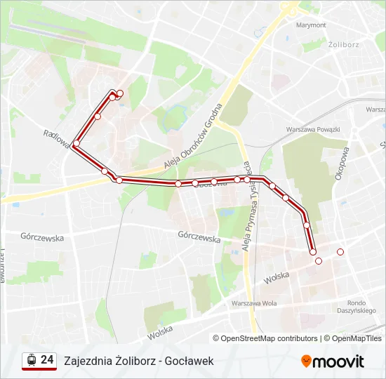 Трамвай 24: карта маршрута