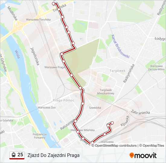 Трамвай 25: карта маршрута