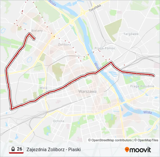 Трамвай 26: карта маршрута