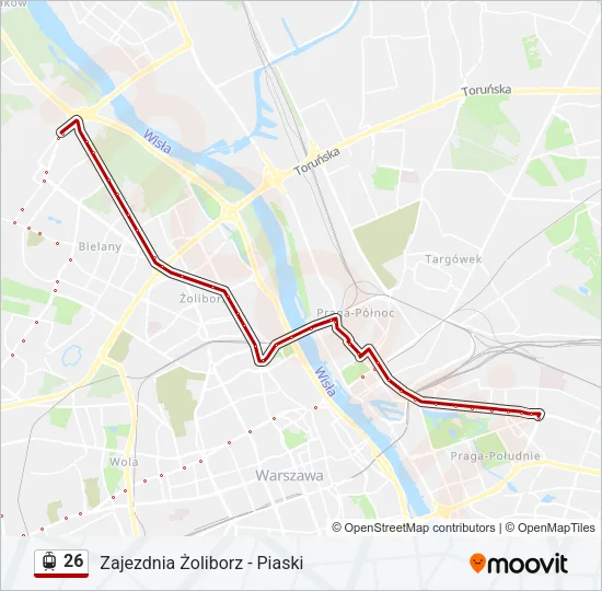 Трамвай 26: карта маршрута