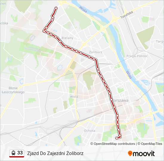 Трамвай 33: карта маршрута