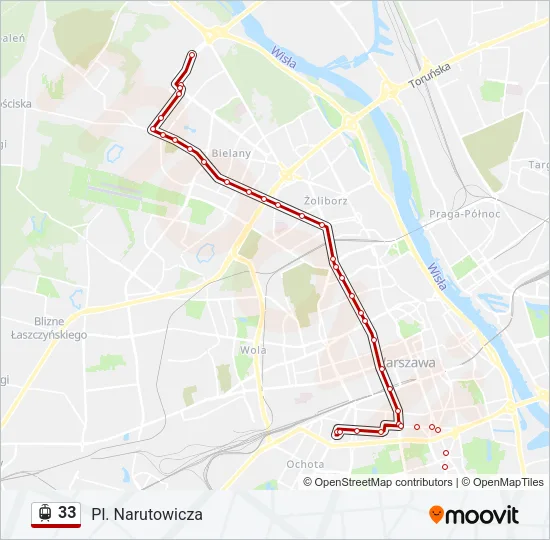 Трамвай 33: карта маршрута