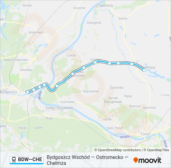 Mapa linii kolej BDW—CHE