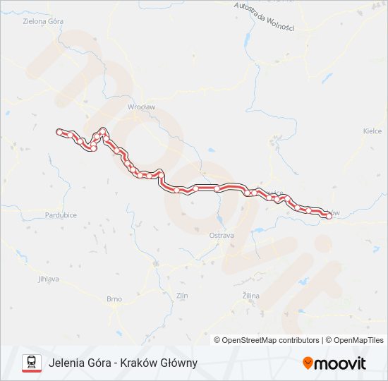 Поезд IC TLK 63102: карта маршрута