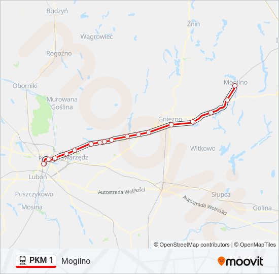 Поезд PKM 1: карта маршрута