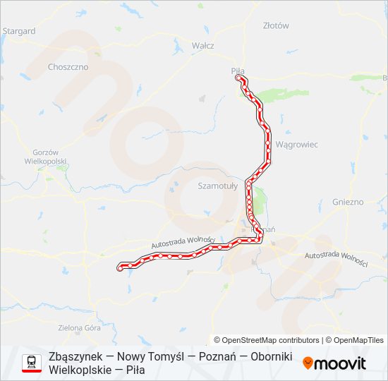 Поезд PKM 2 / PKM 5: карта маршрута